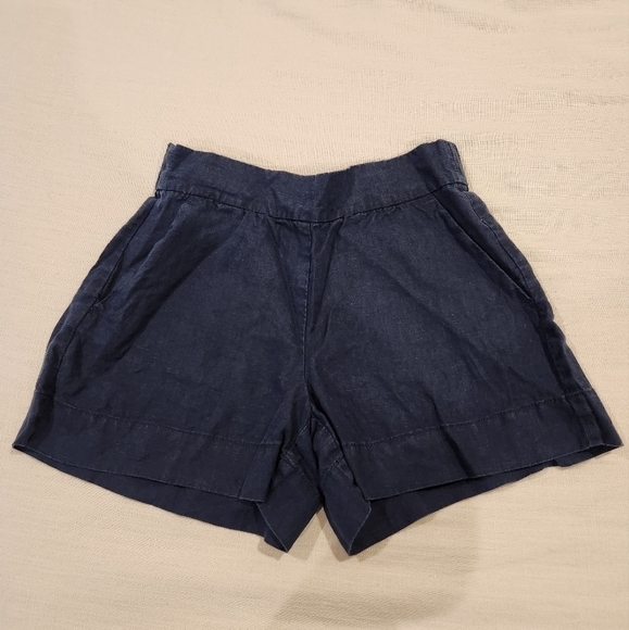 Daily Ritual Linen short Navy Blue 100% Linen pull on shorts with pockets - Picture 1 of 10